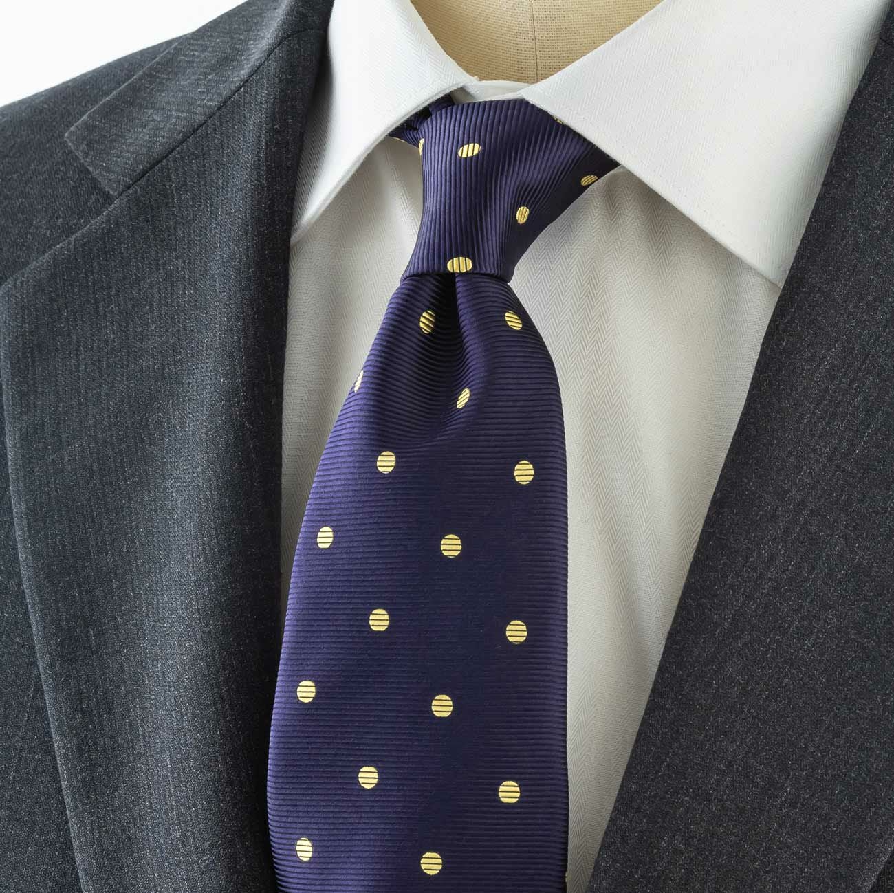 ROYTOUCHネクタイ ドット・ネイビー/ゴールド