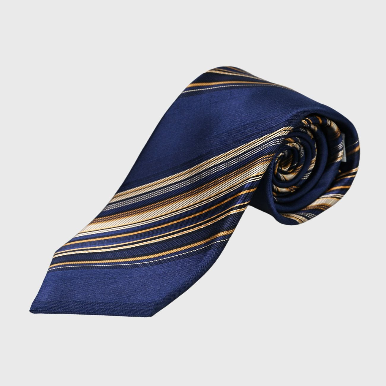 KINSHOKUネクタイ ビッグマルチストライプ・ネイビー/ゴールド
