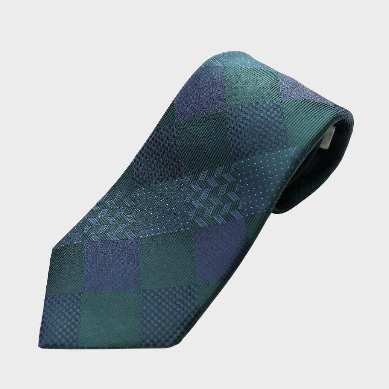 KINSHOKUネクタイ ソリッドパッチワーク・グリーン