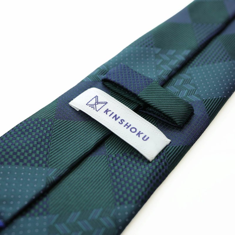 KINSHOKUネクタイ ソリッドパッチワーク・グリーン