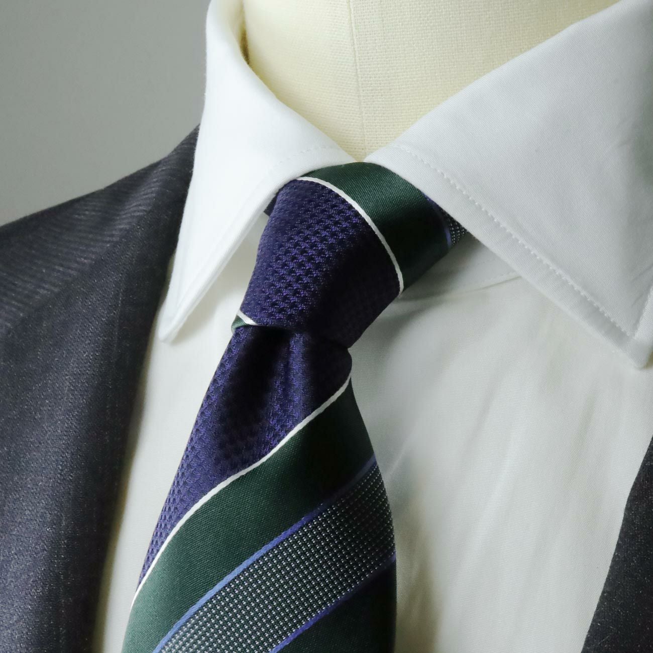 KINSHOKUネクタイ 千鳥ストライプ・グリーン