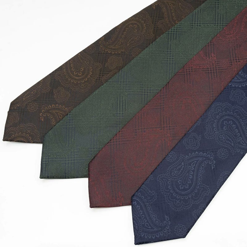 KINSHOKUネクタイ 西陣織ソリッドチェックペイズリーの画像