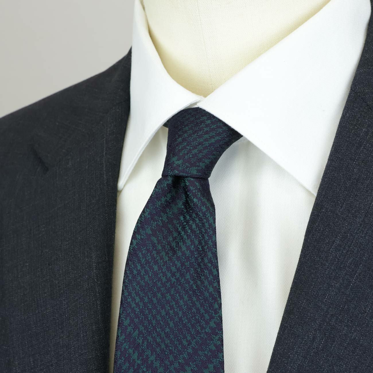 KINSHOKUネクタイ ラスティックグレンチェック・グリーン