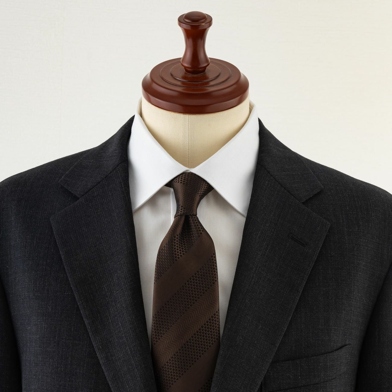 ROYTOUCHネクタイ 純国産リッチガルザストライプ・ブラウン