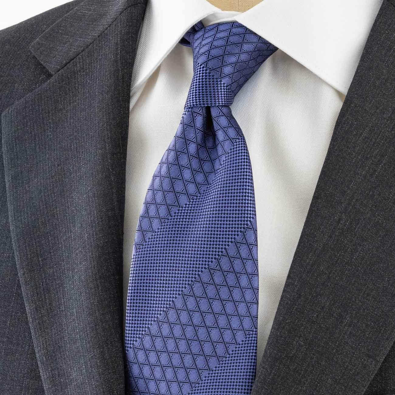 KINSHOKUネクタイ 純国産籠目ソリッドストライプ・ブルー